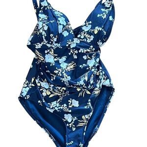 Niptuck Blue Floral One Piece Swimsuit Size